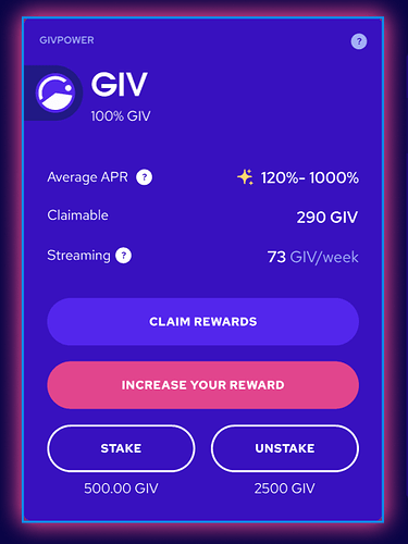 GIVpower Card in the GIVfarm